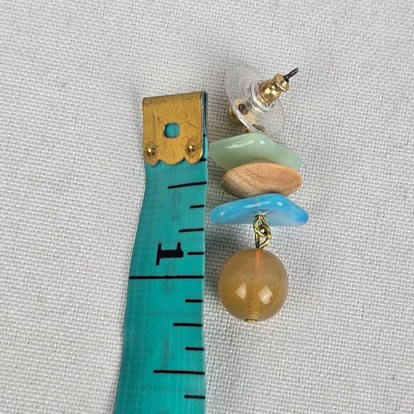 Natural Stone Brown & Blue Drop Earrings - Picture 3 of 3